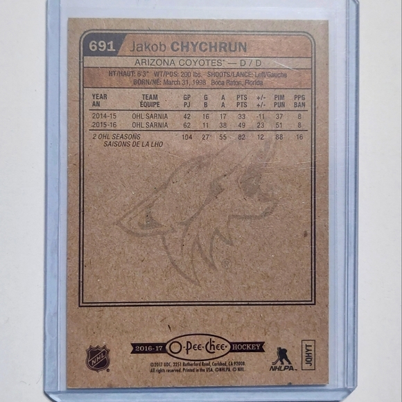 Jacob Chychrun Marquee Rookies 2016/17 Rookie Card #691 Arizona Coyotes - Picture 2 of 2